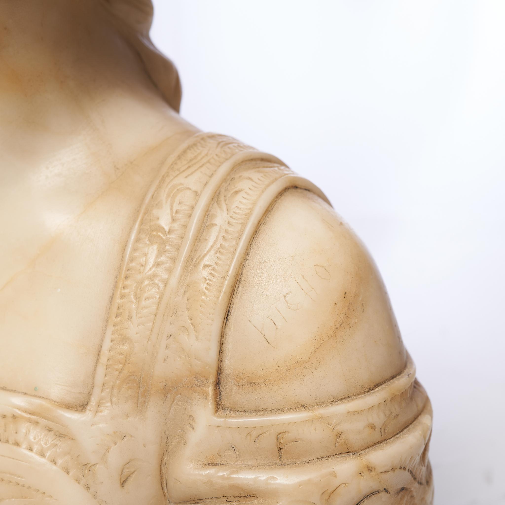 Renaissance-Revival Alabaster Bust of a Maiden, circa 1900 7
