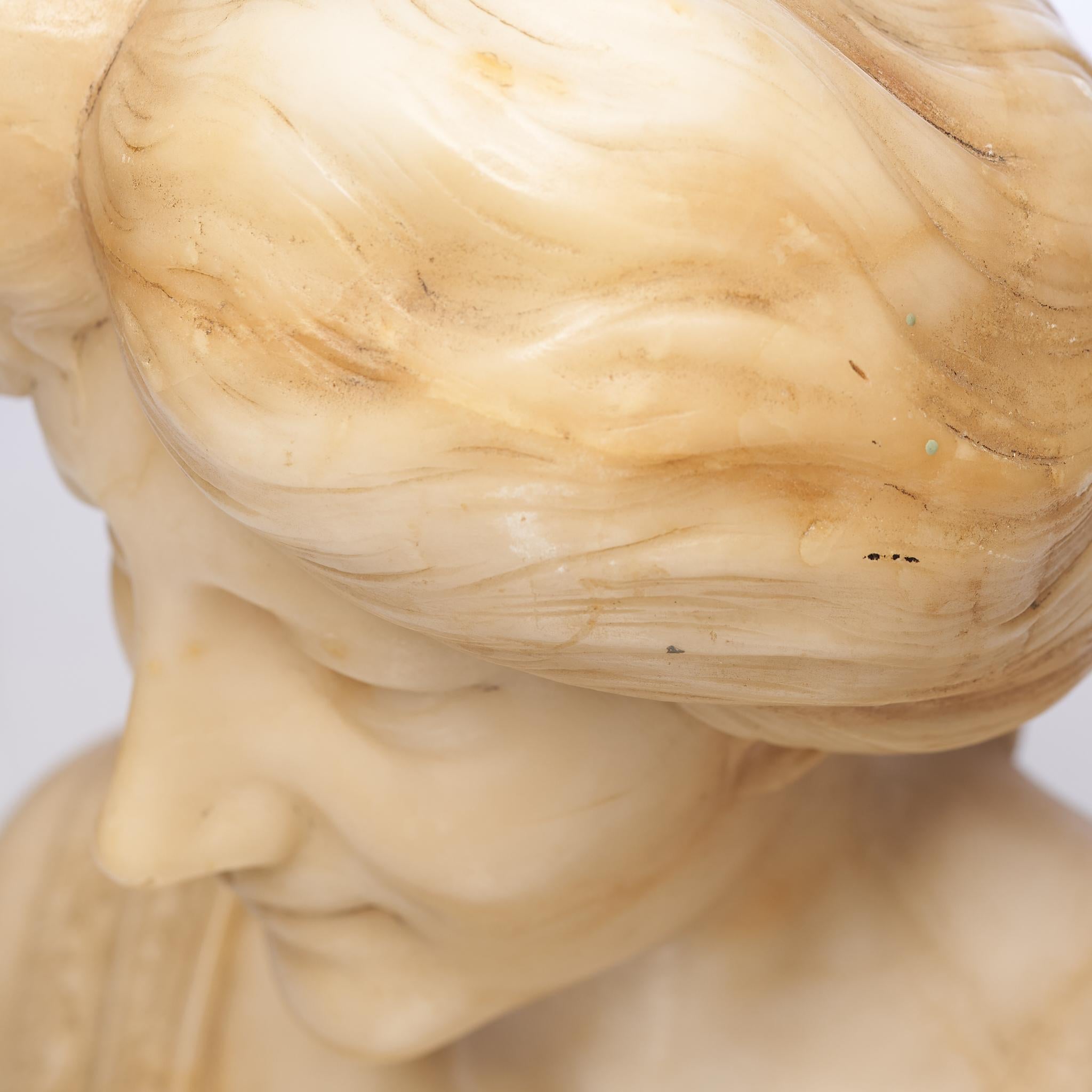 Renaissance-Revival Alabaster Bust of a Maiden, circa 1900 8
