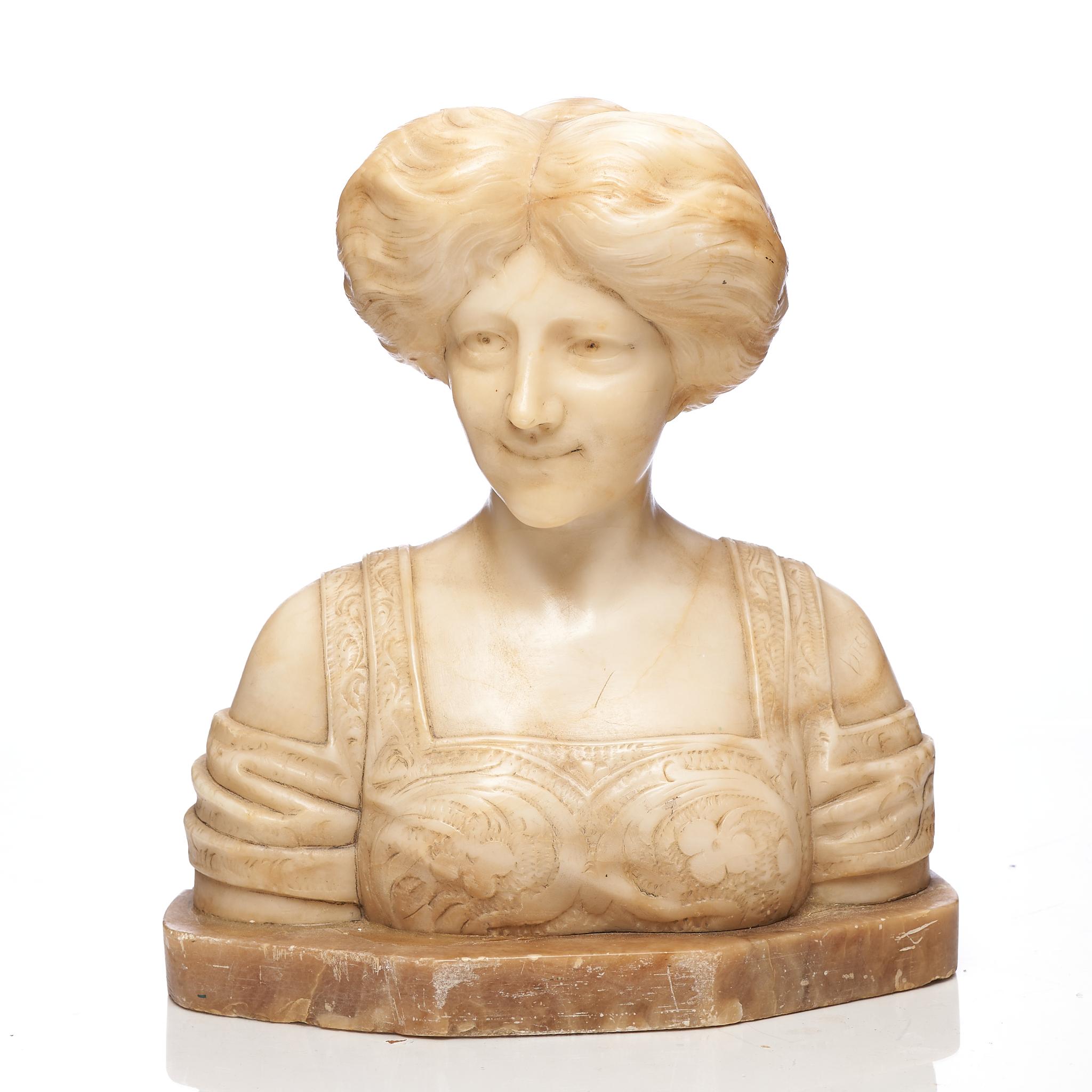 Renaissance Revival Renaissance-Revival Alabaster Bust of a Maiden, circa 1900