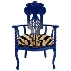 Renaissance Revival Armchair with Zebra Hide Cushion