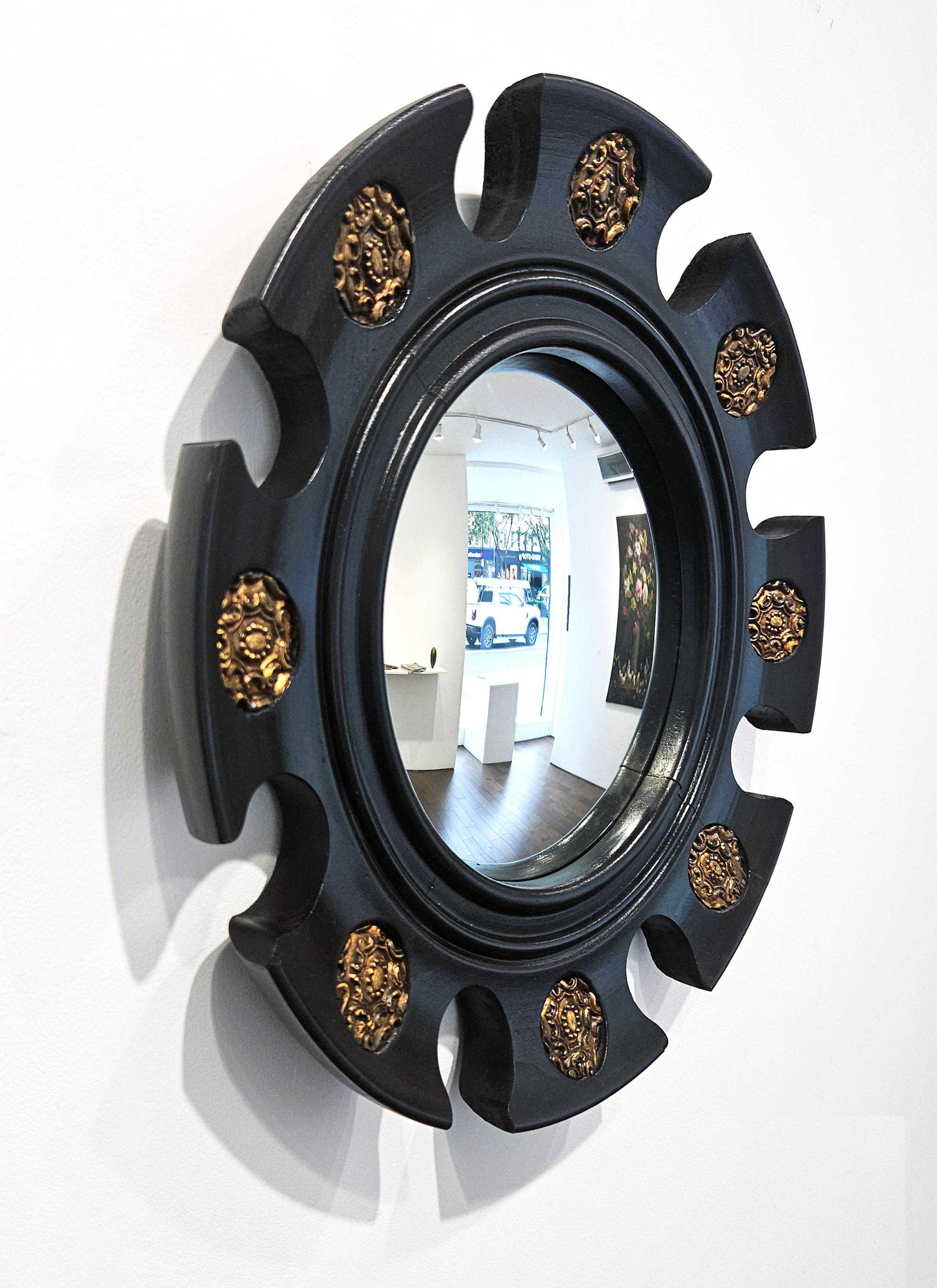 Espagnol Renaissance Revival ‘Arnolfini’ Sunburst Convex Banker’s Mirror, Spain, c. 1950 en vente
