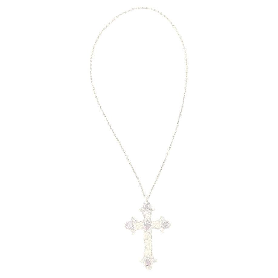 Collier croix gothique austro-hongroise de style renaissance avec grenats