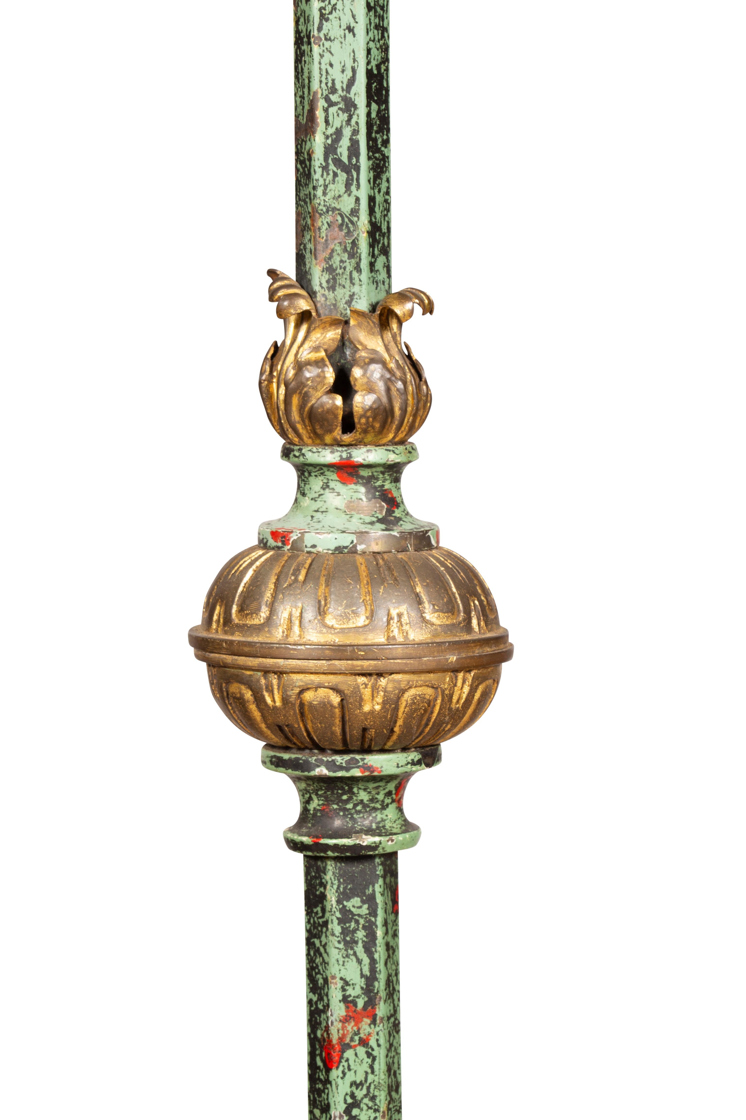Hand-Painted Renaissance Revival Brass And Iron Floor Lamp For Sale