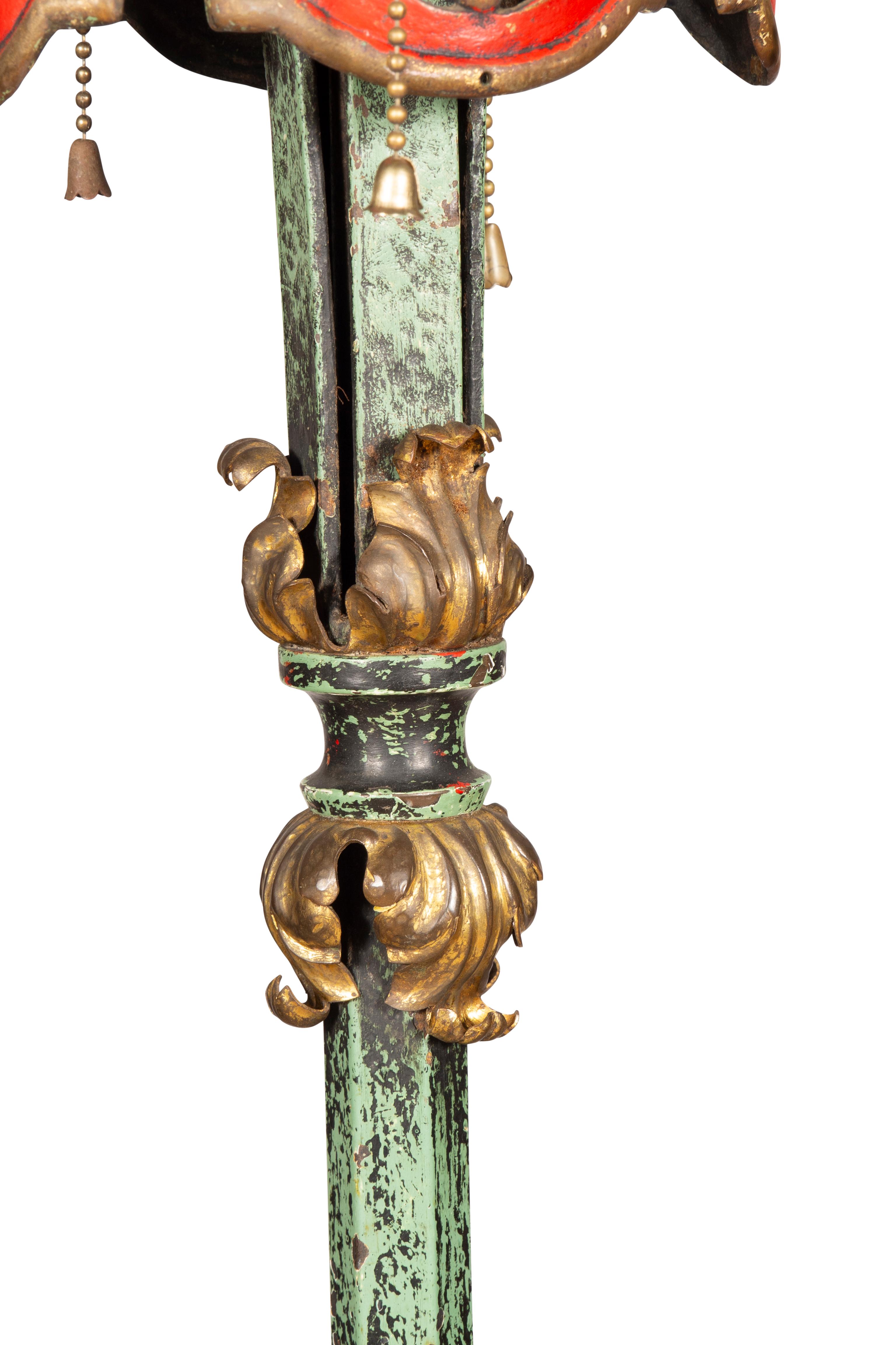 Renaissance Revival Brass And Iron Floor Lamp In Good Condition For Sale In Essex, MA