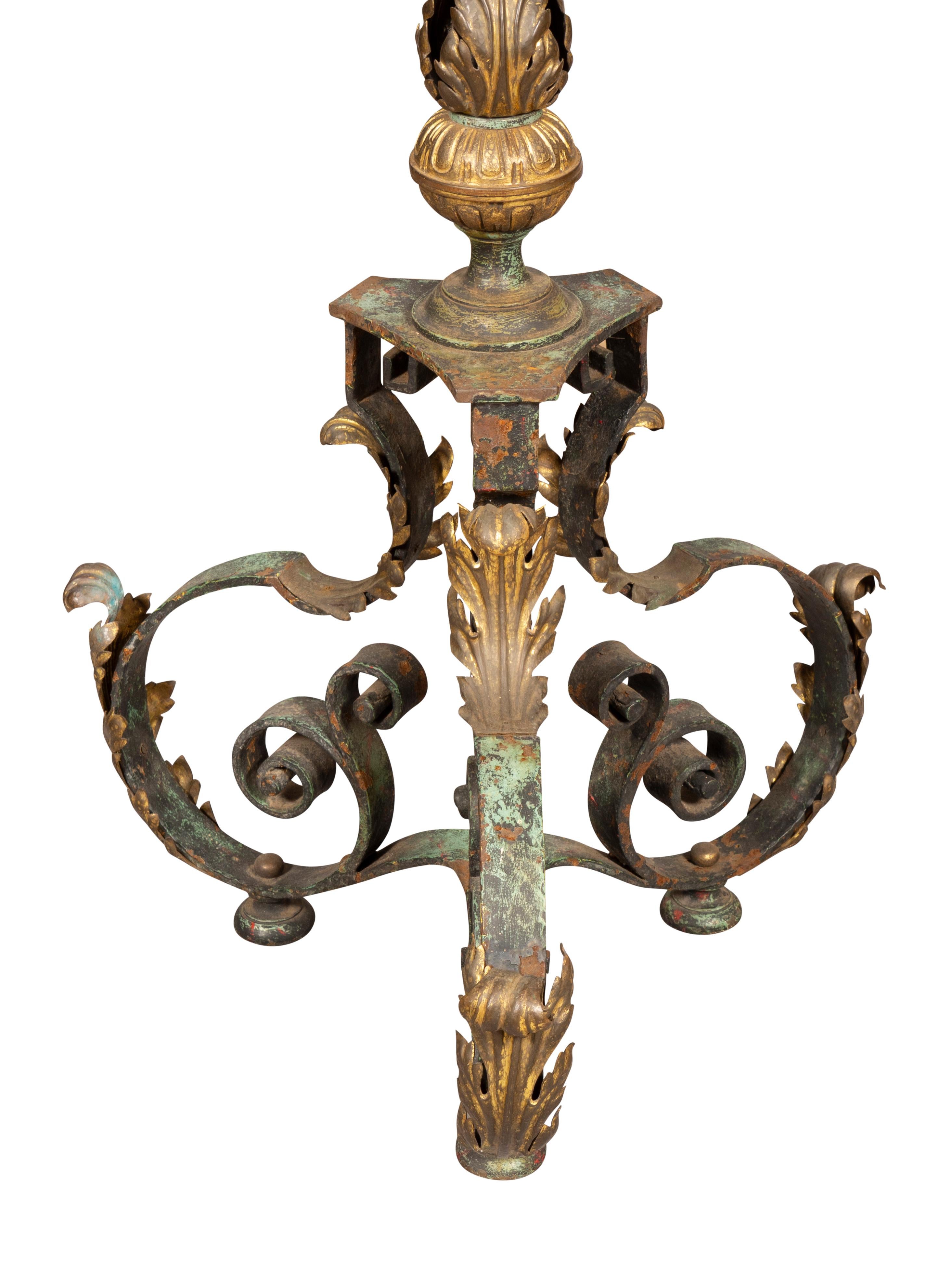 Renaissance Revival Brass And Iron Floor Lamp For Sale 1