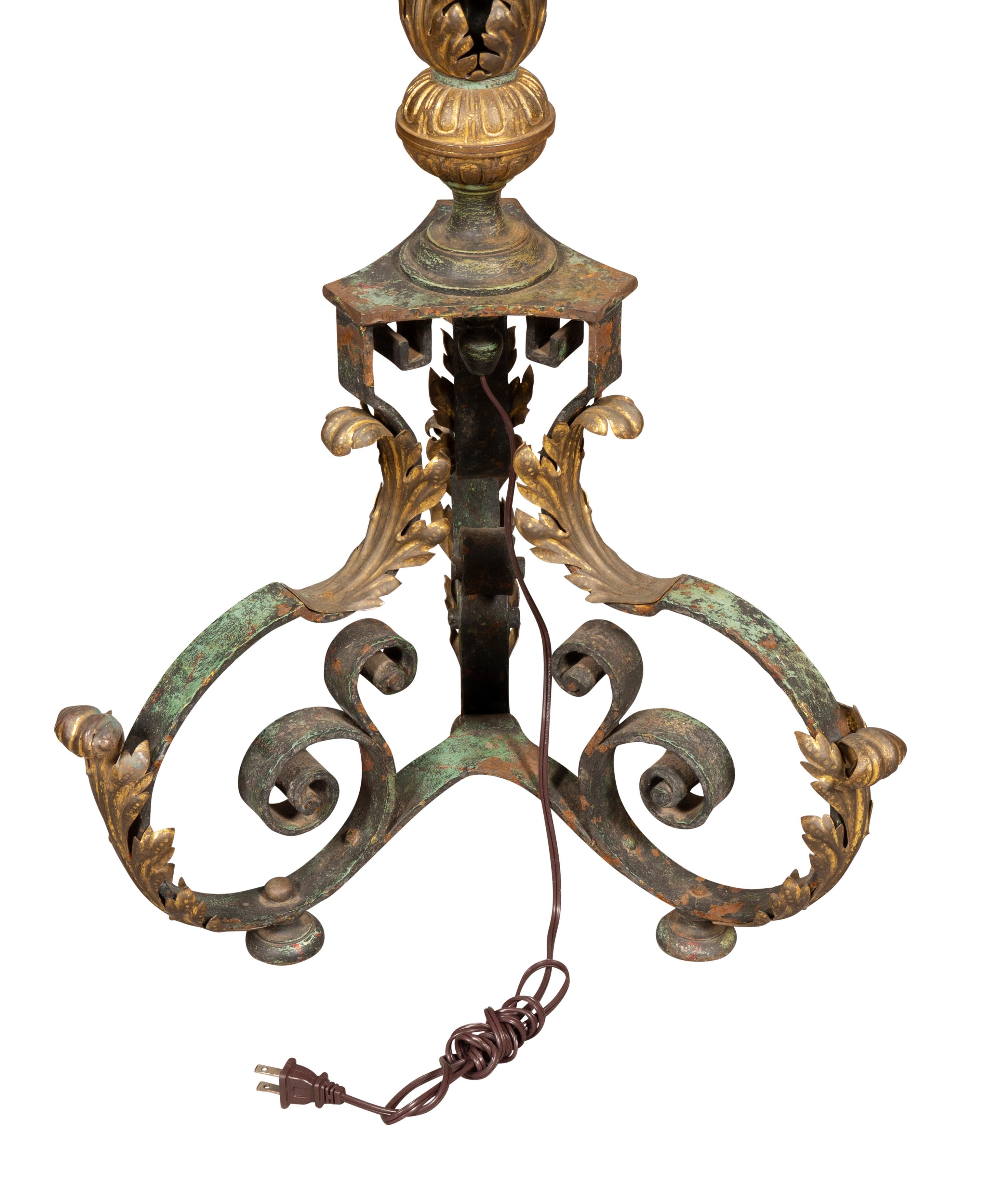 Renaissance Revival Brass And Iron Floor Lamp For Sale 3