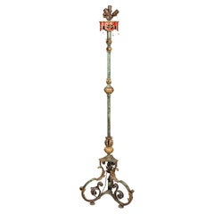 Antique Renaissance Revival Brass And Iron Floor Lamp