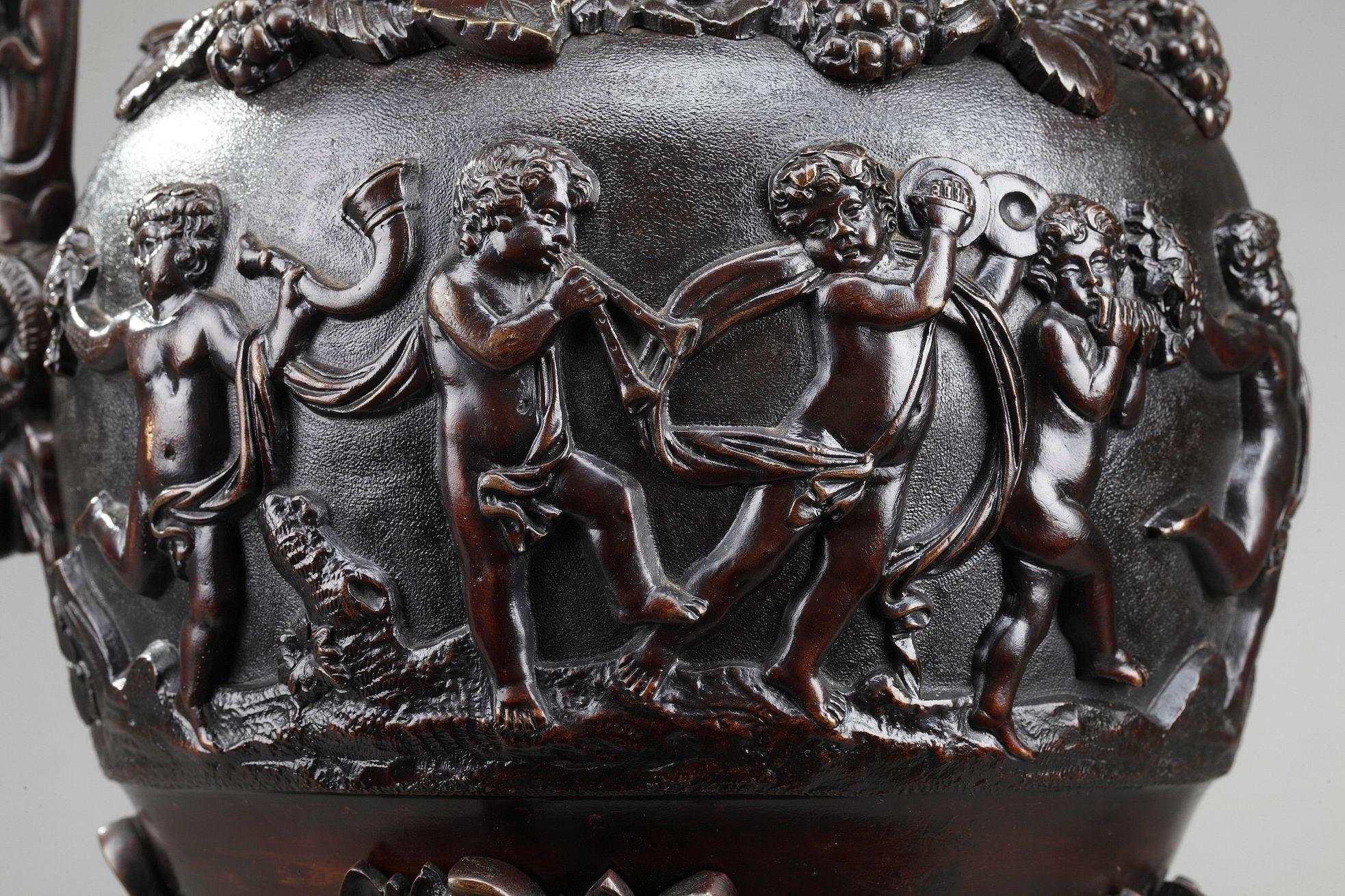 Patinated Renaissance Revival Bronze Ewers by Alphonse Giroux