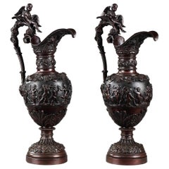 Renaissance Revival Bronze Ewers by Alphonse Giroux