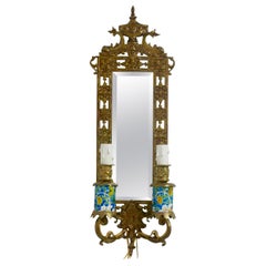 Renaissance Revival Bronze Sconce with Glazed Porcelain, French, 19th Century