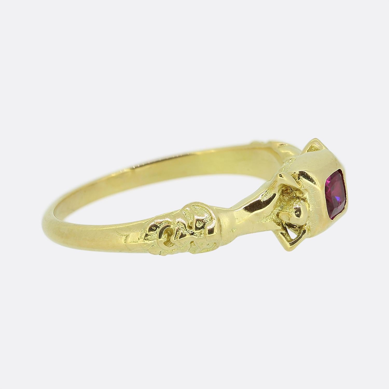 Oval Cut Renaissance Revival Burmese Ruby Ring For Sale