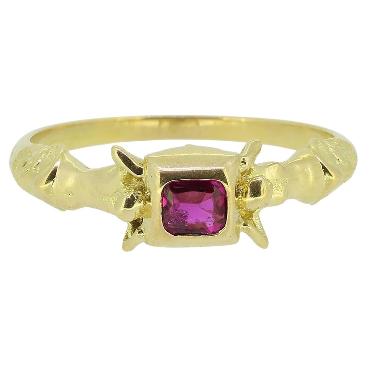 Renaissance Revival Burmese Ruby Ring For Sale