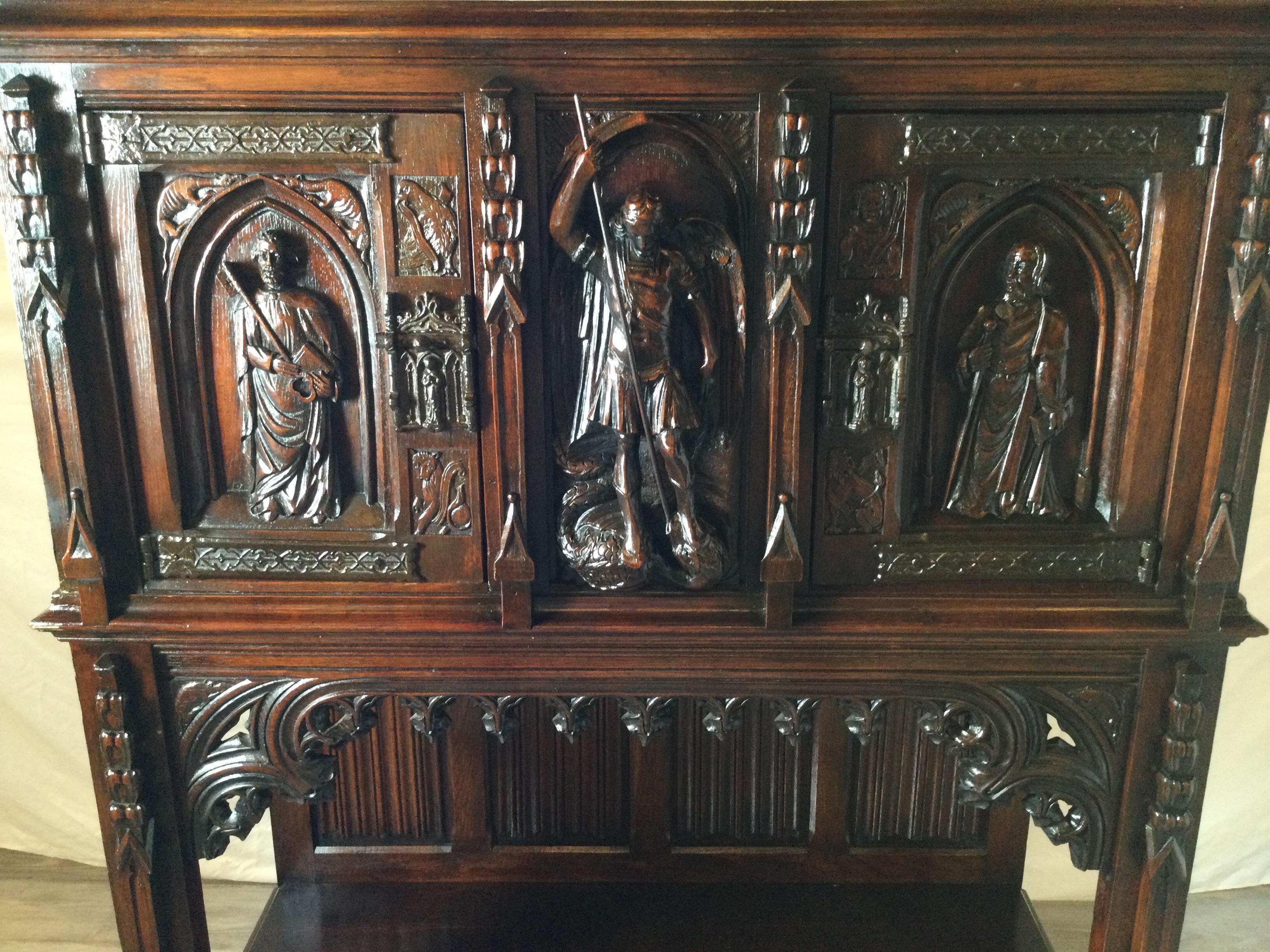 Belgian Renaissance Revival Carved Court Cupboard