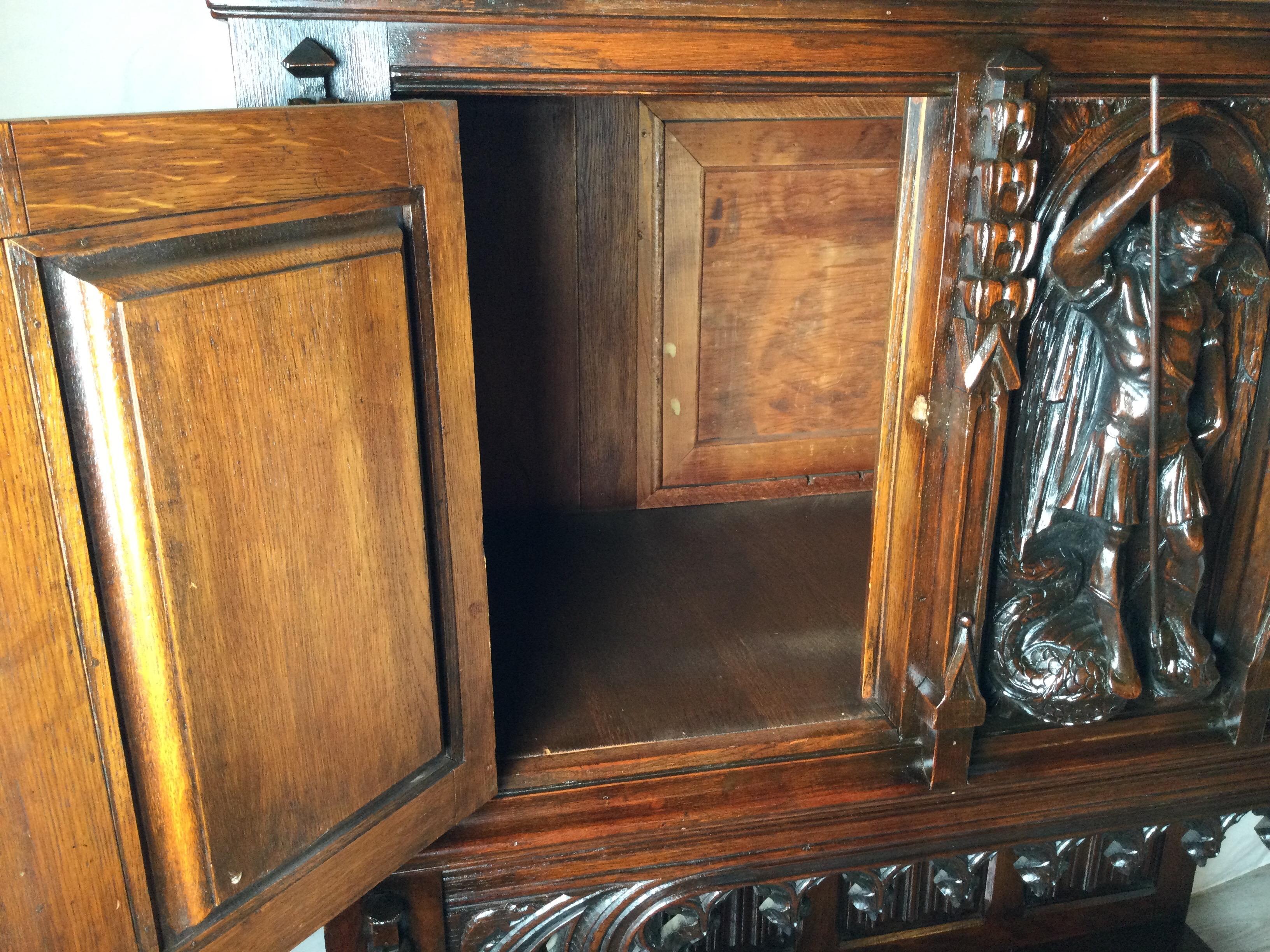 Oak Renaissance Revival Carved Court Cupboard