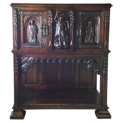 Antique Renaissance Revival Carved Court Cupboard