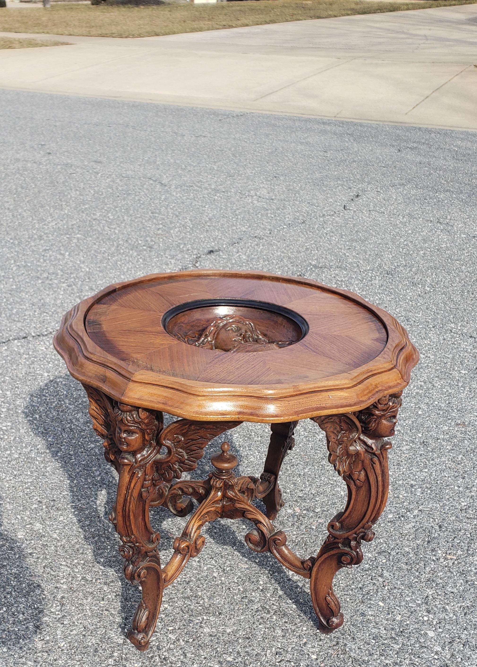 Renaissance Revival Carved Figural Fruitwood Side Table For Sale 4