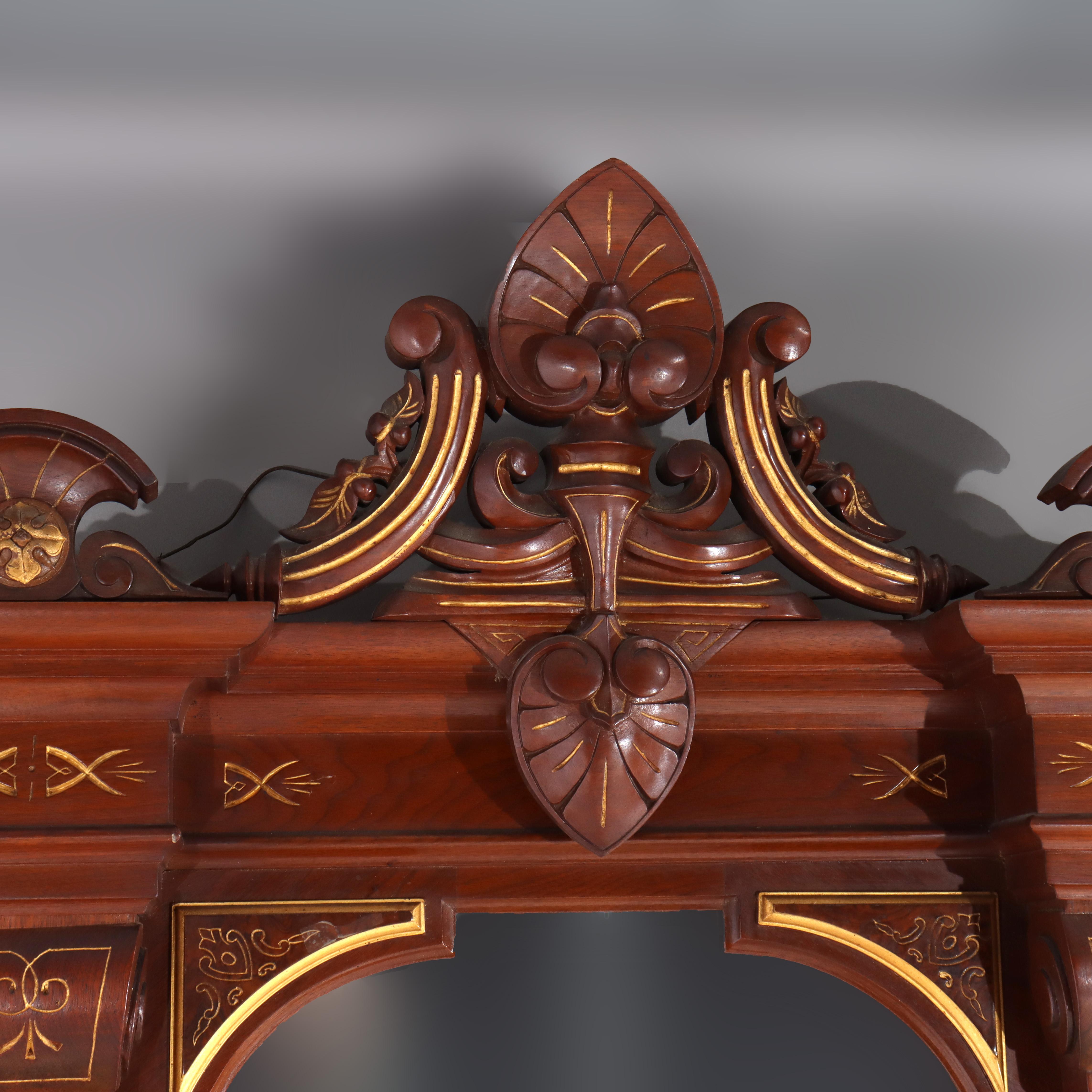 Renaissance Revival Carved & Gilt Decorated Walnut, Burl & Marble Pier Mirror For Sale 6