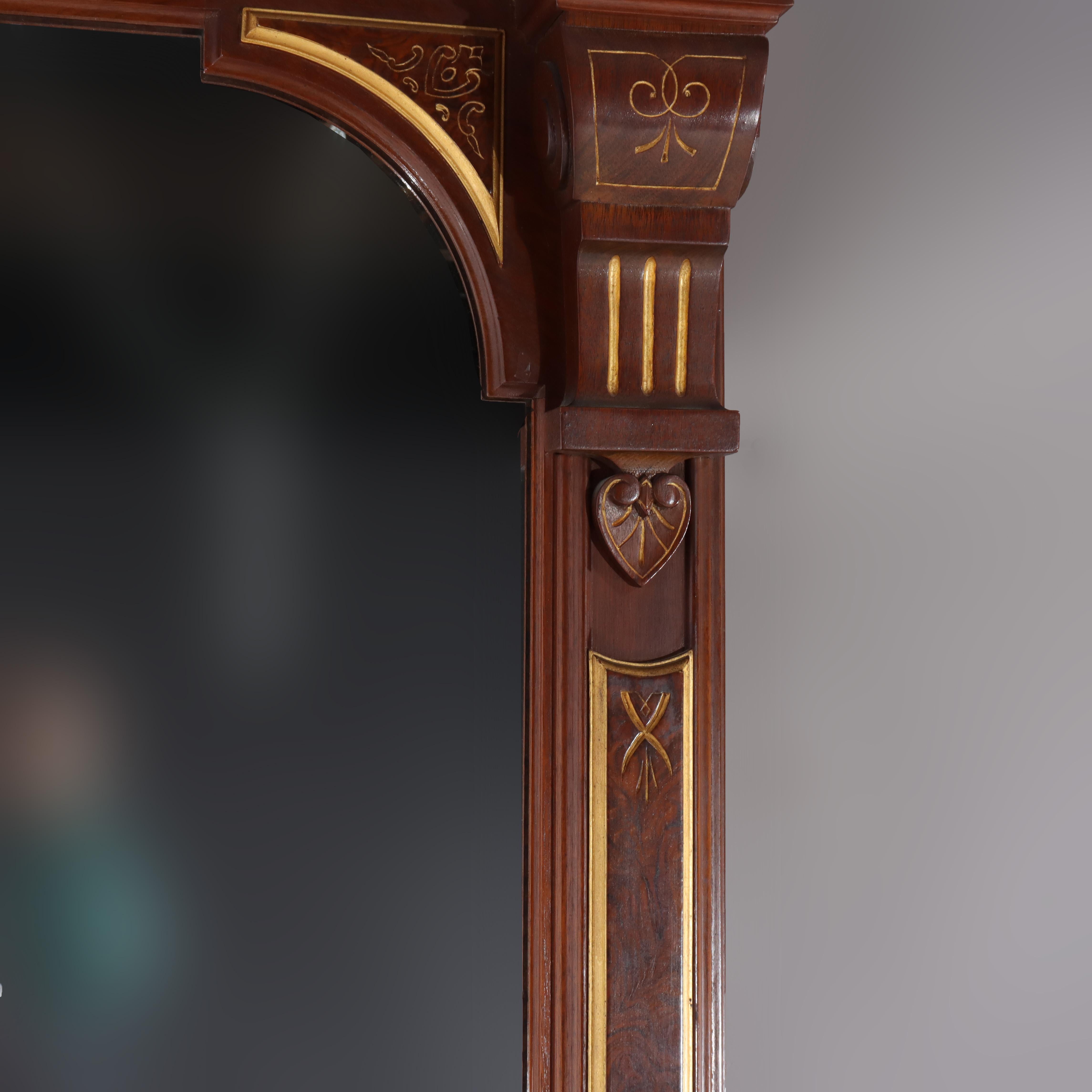 Renaissance Revival Carved & Gilt Decorated Walnut, Burl & Marble Pier Mirror For Sale 8