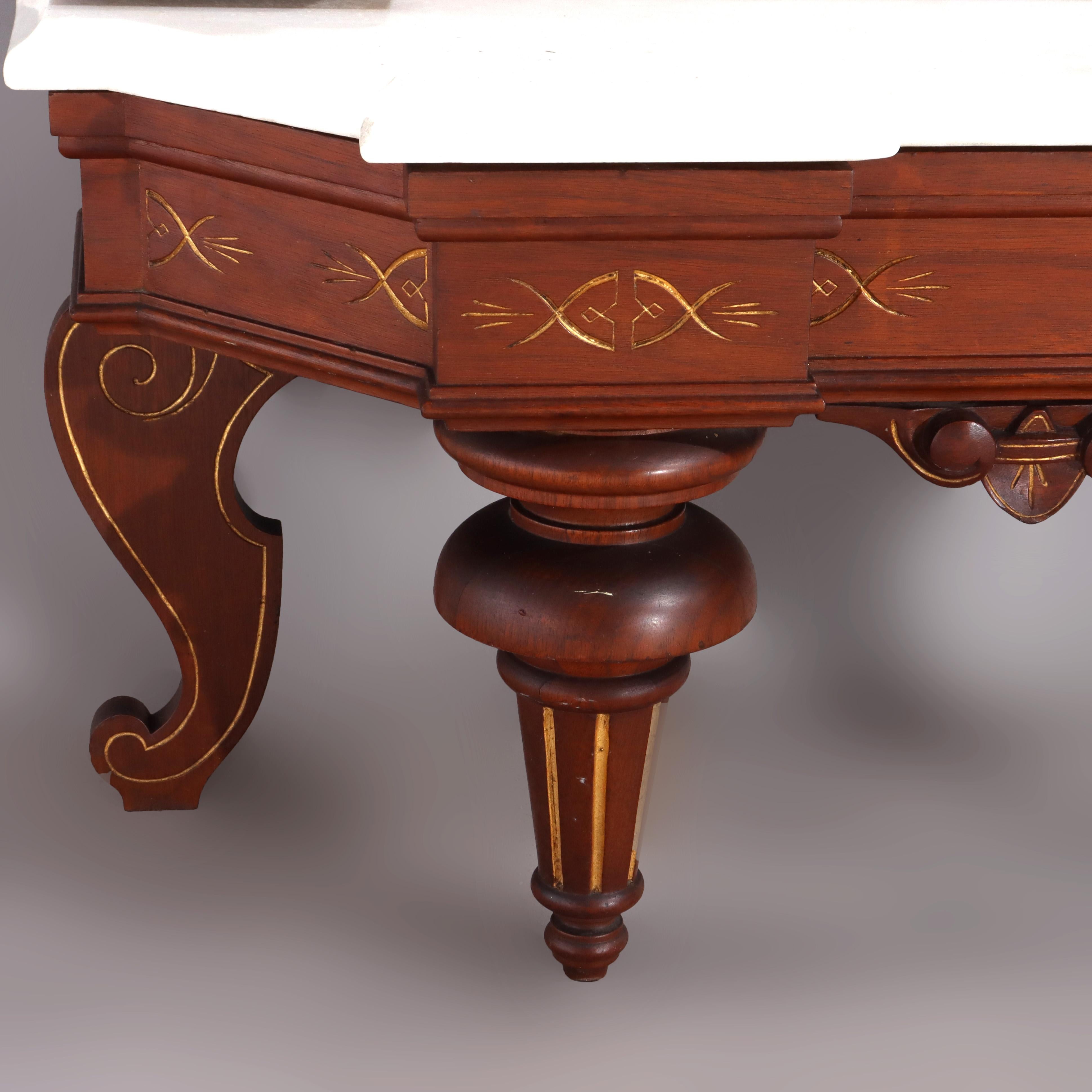 Renaissance Revival Carved & Gilt Decorated Walnut, Burl & Marble Pier Mirror For Sale 2