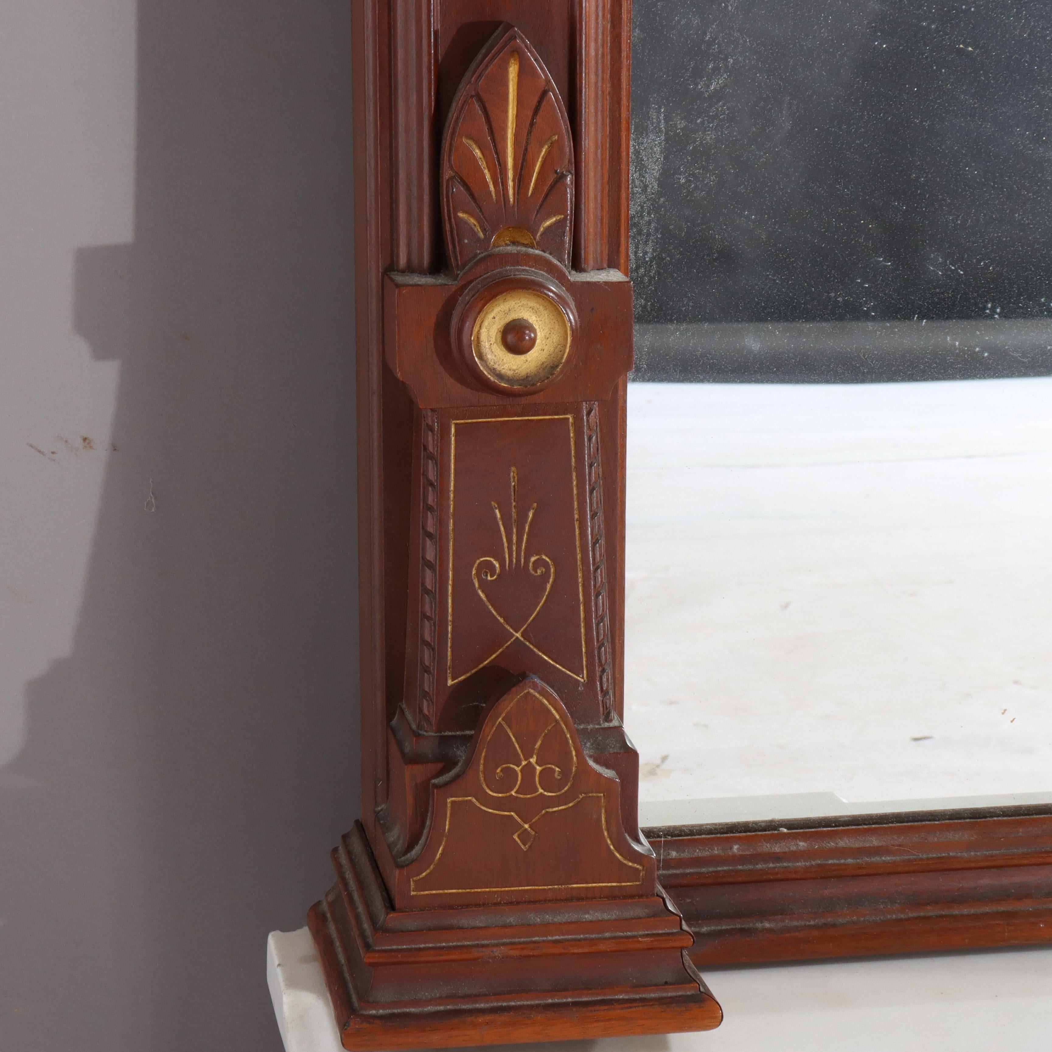 Renaissance Revival Carved & Gilt Decorated Walnut, Burl & Marble Pier Mirror For Sale 3