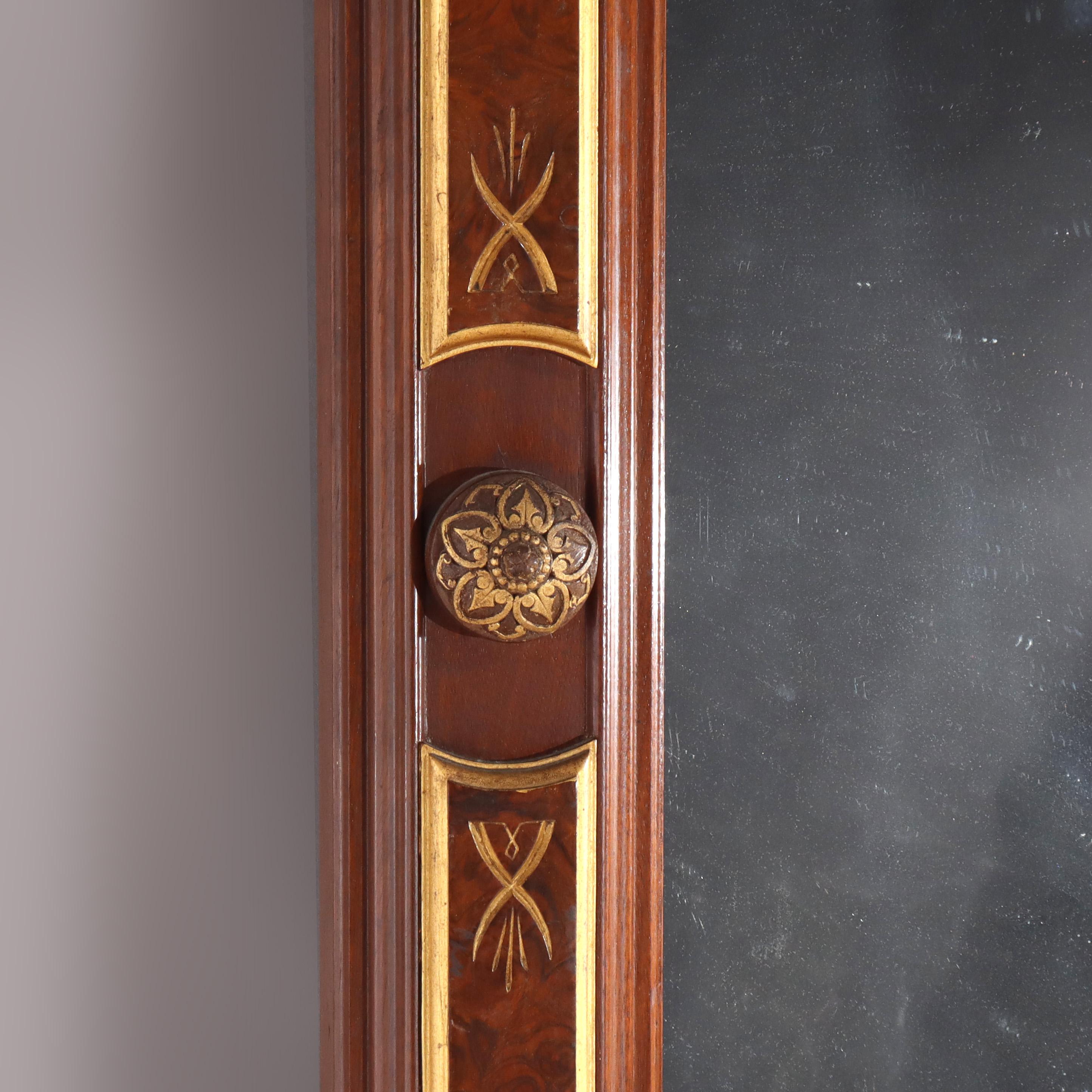 Renaissance Revival Carved & Gilt Decorated Walnut, Burl & Marble Pier Mirror For Sale 4