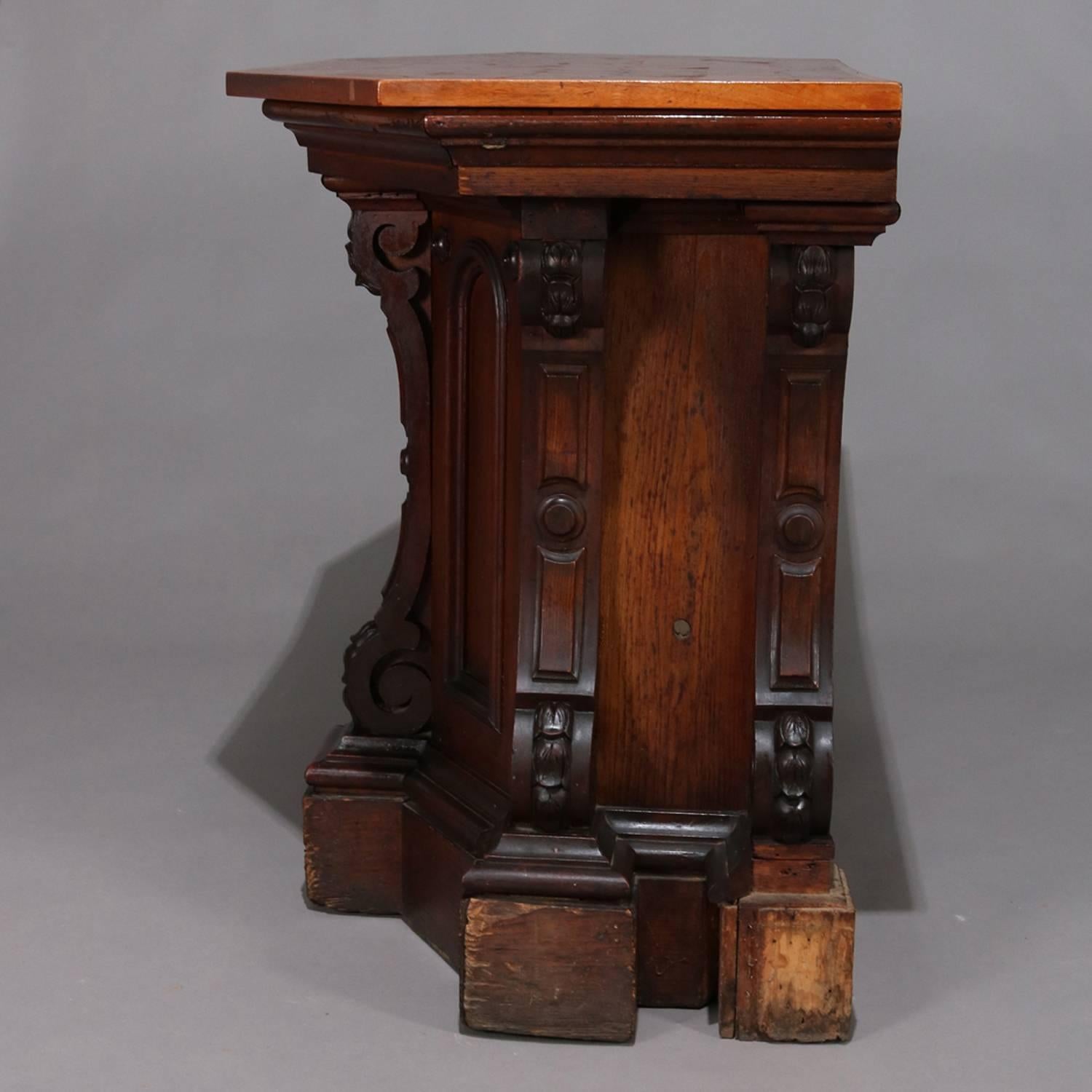 Renaissance Revival Carved Mahogany and Walnut Parquetry Presentation Podium 1