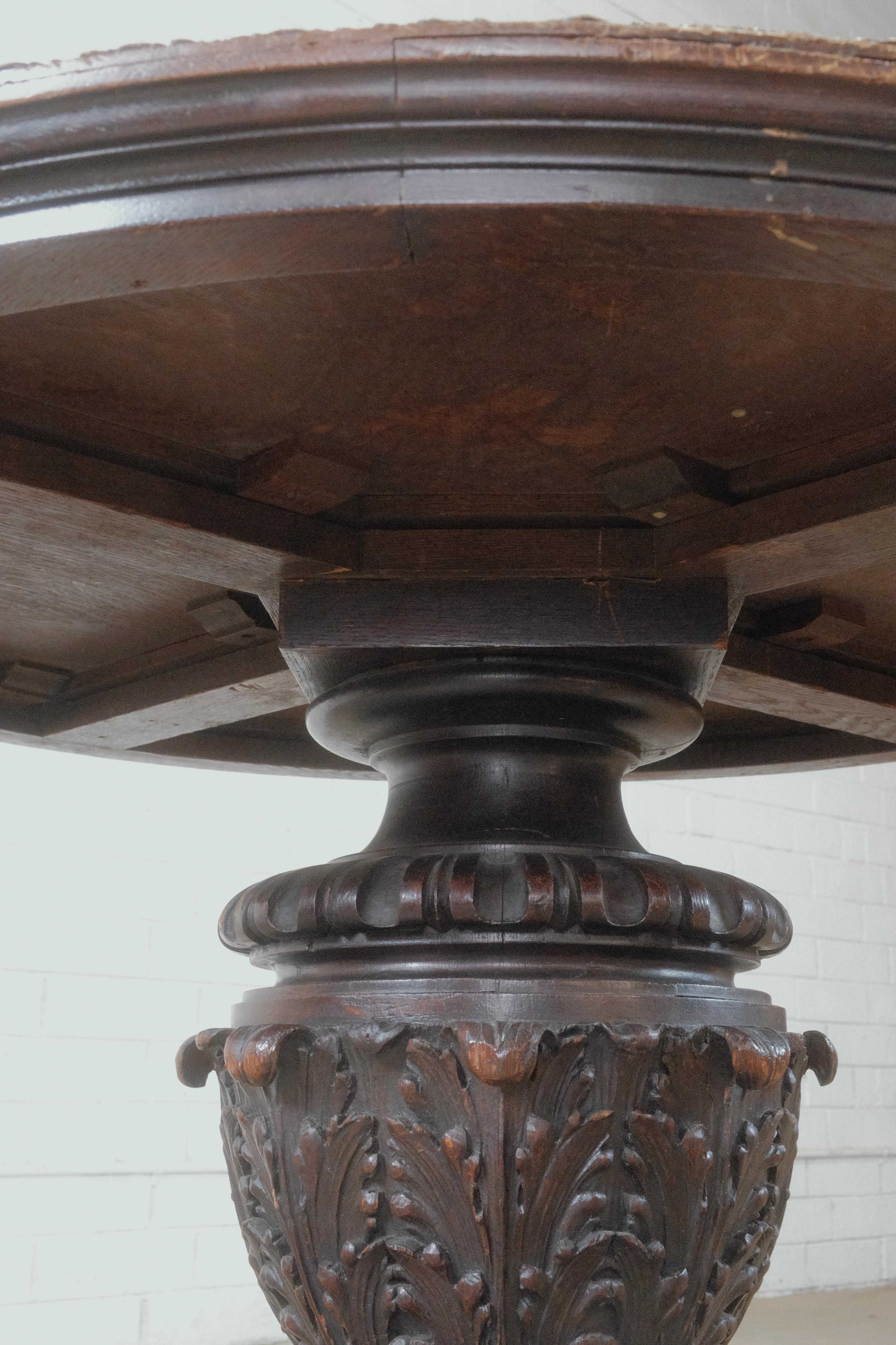 Renaissance Revival Carved Oak Center Table For Sale 2