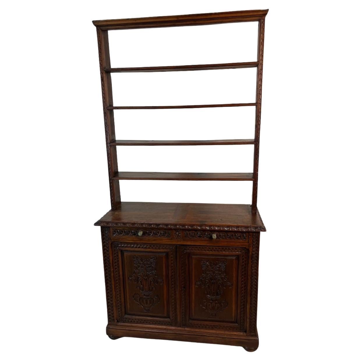 Renaissance Revival Carved Oak Open Dresser
