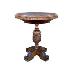 Renaissance Revival Carved Octagonal Pedestal Table, Early 20th Century