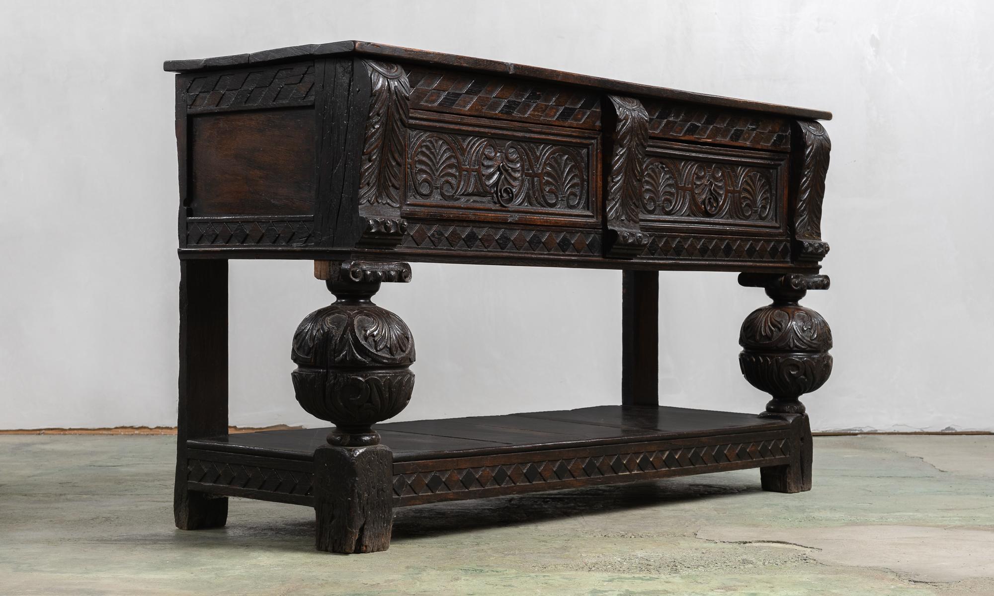Renaissance Revival Carved Walnut Console Table, circa 19th Century In Good Condition In Culver City, CA