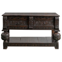 Renaissance Revival Carved Walnut Console Table, circa 19th Century