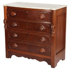 Renaissance Revival Carved Walnut & Marble Dresser C1890
