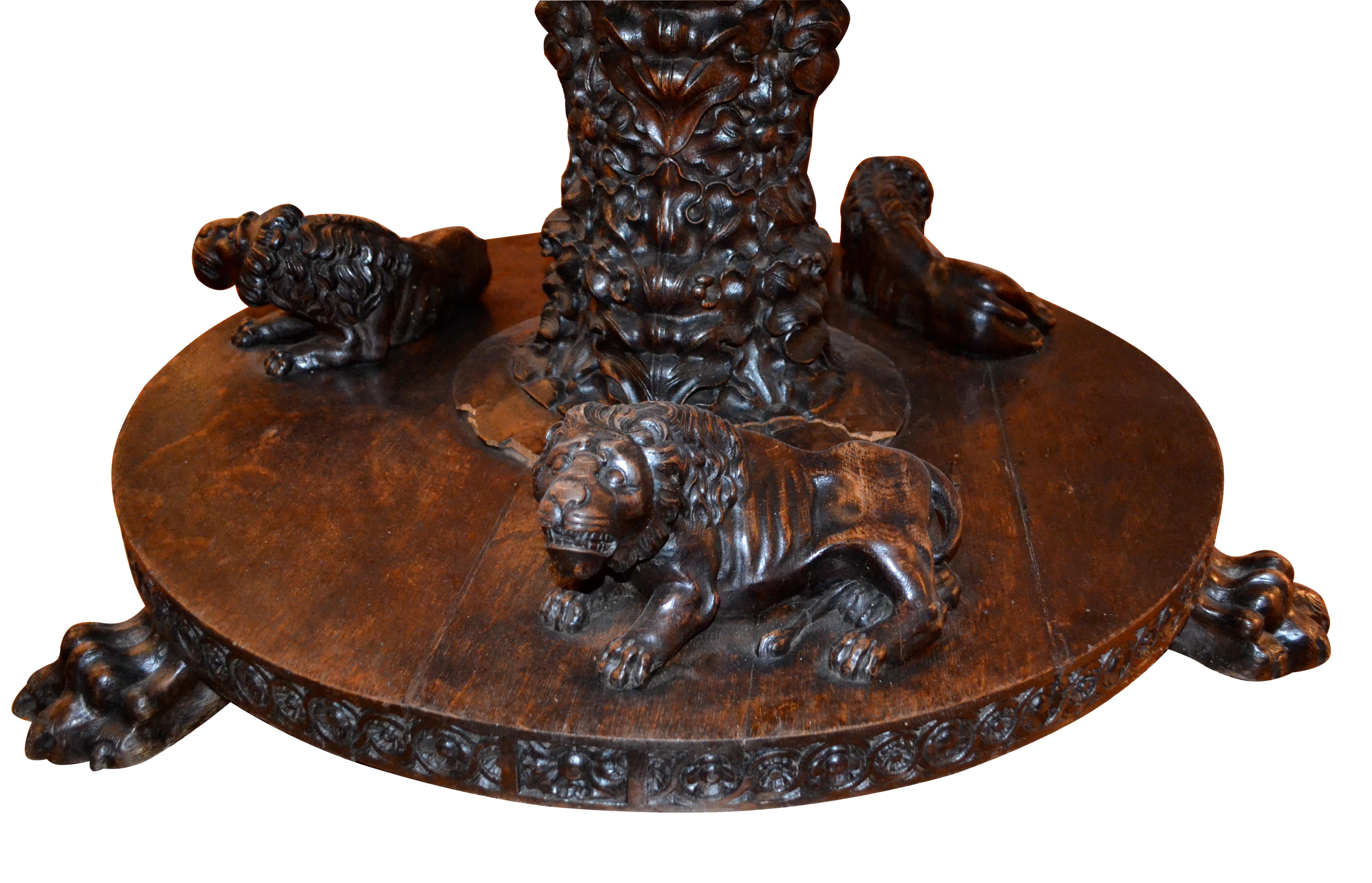 Carved  English 19 Century Renaissance Revival Center Table