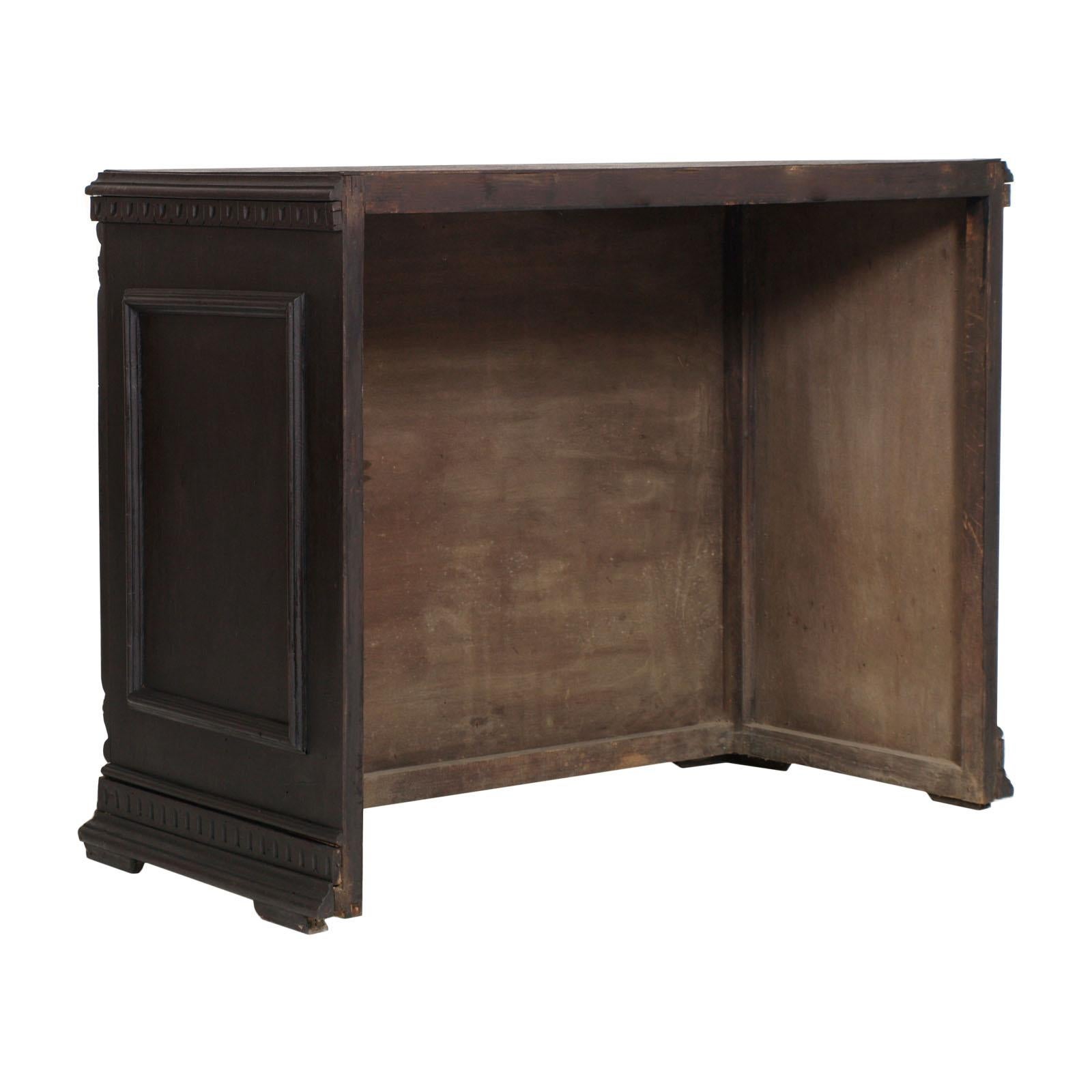 Renaissance Revival Renaissance Console Occasional Table Desk by Fratelli Mora Carved Ebonized Wood  For Sale