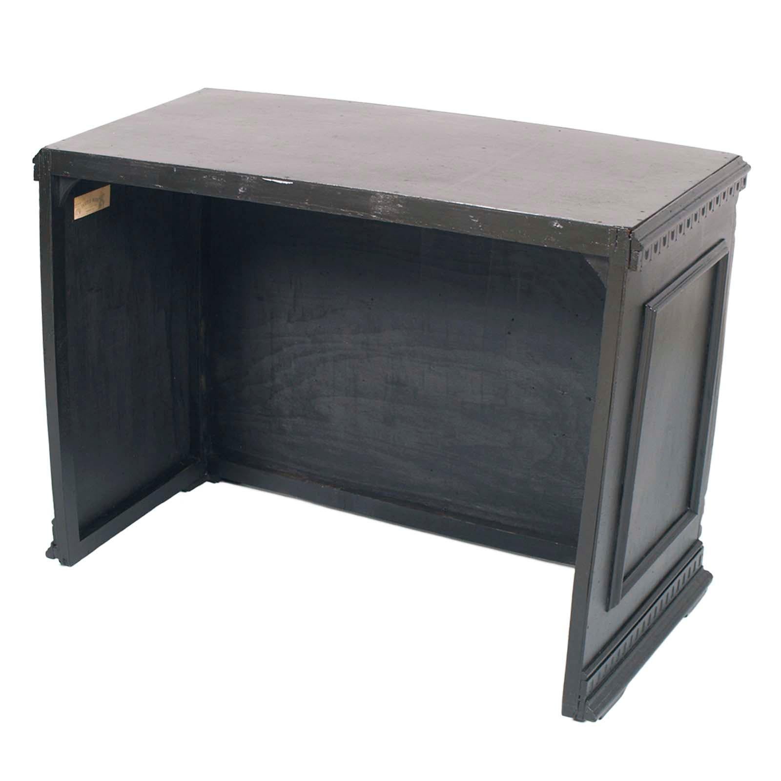 Walnut Renaissance Console Occasional Table Desk by Fratelli Mora Carved Ebonized Wood For Sale