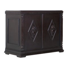 Renaissance Console Occasional Table Desk by Fratelli Mora Carved Ebonized Wood 