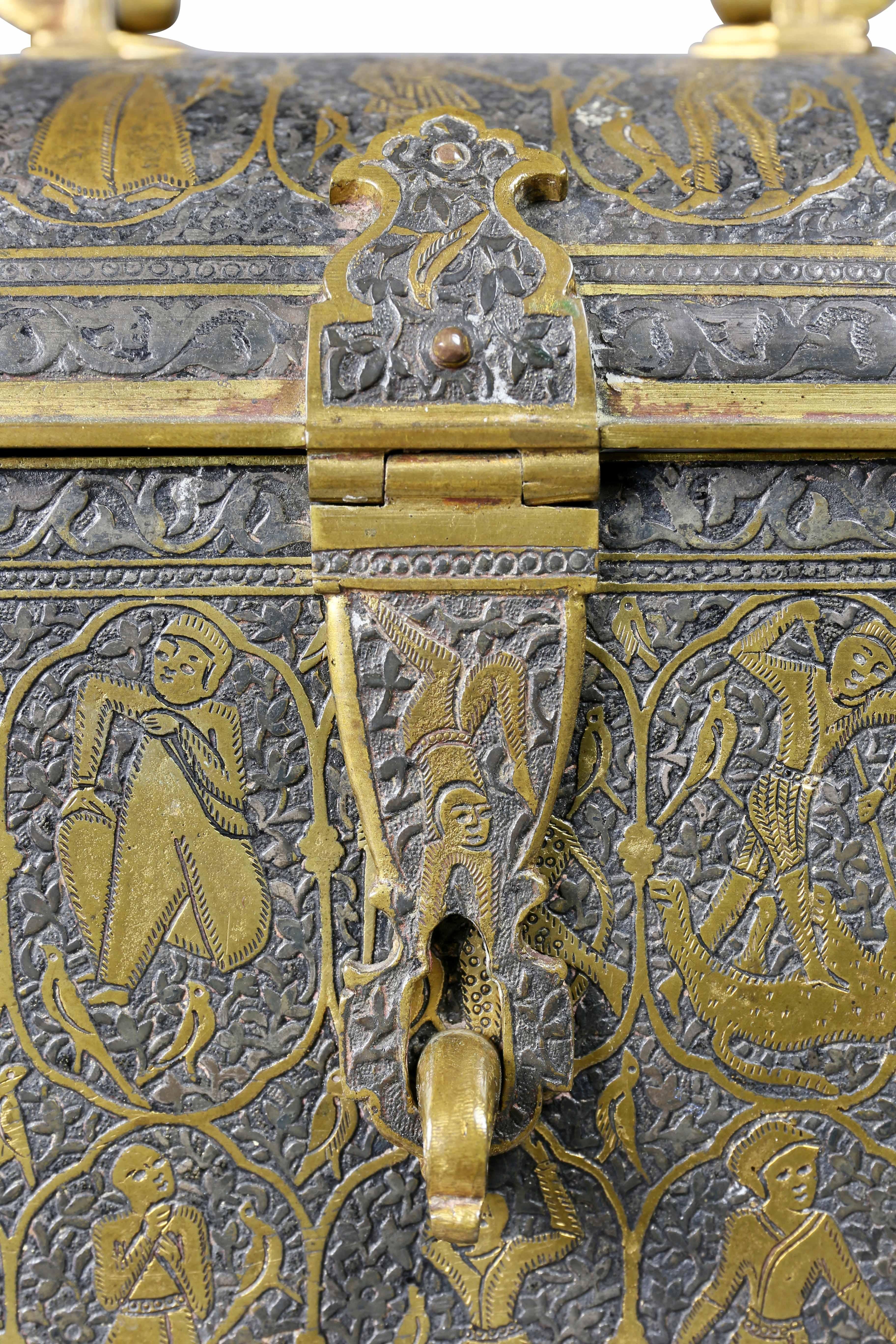 European Renaissance Revival Damacened and Bronze Casket For Sale