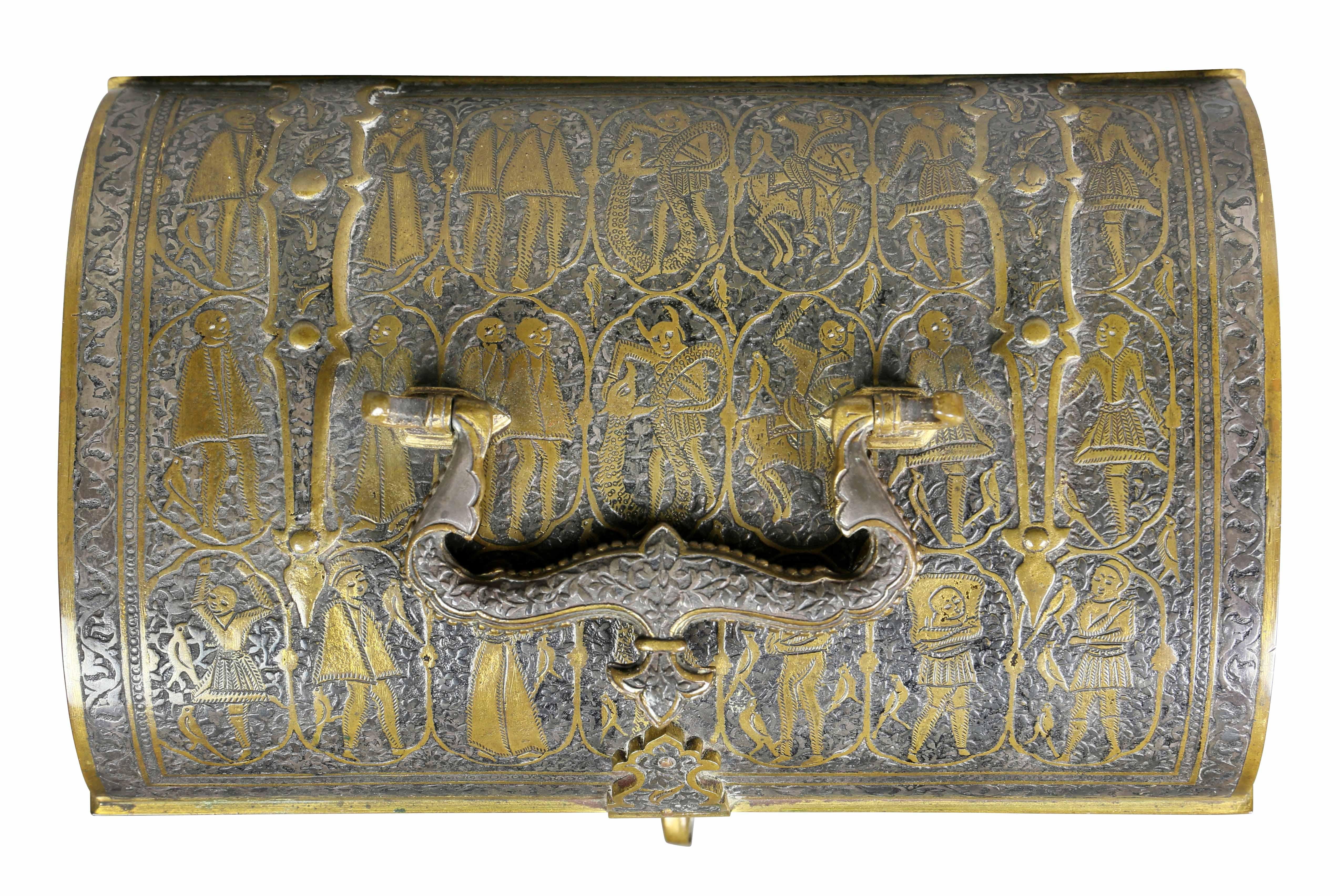 Mid-17th Century Renaissance Revival Damacened and Bronze Casket For Sale