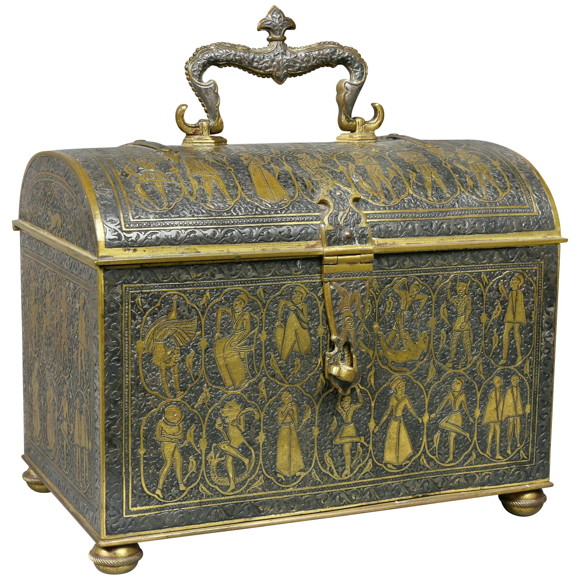 Scrigno rinascimentale damascato e in bronzo