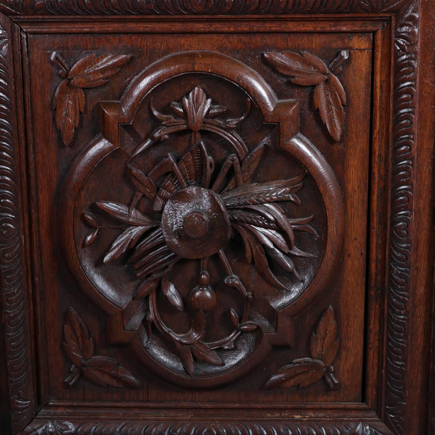 Renaissance Revival Deeply Carved Oak Sideboard, 19th Century 3