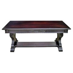 Renaissance-Revival Desk in Black Umber with Trestle Base, Grand Rapids