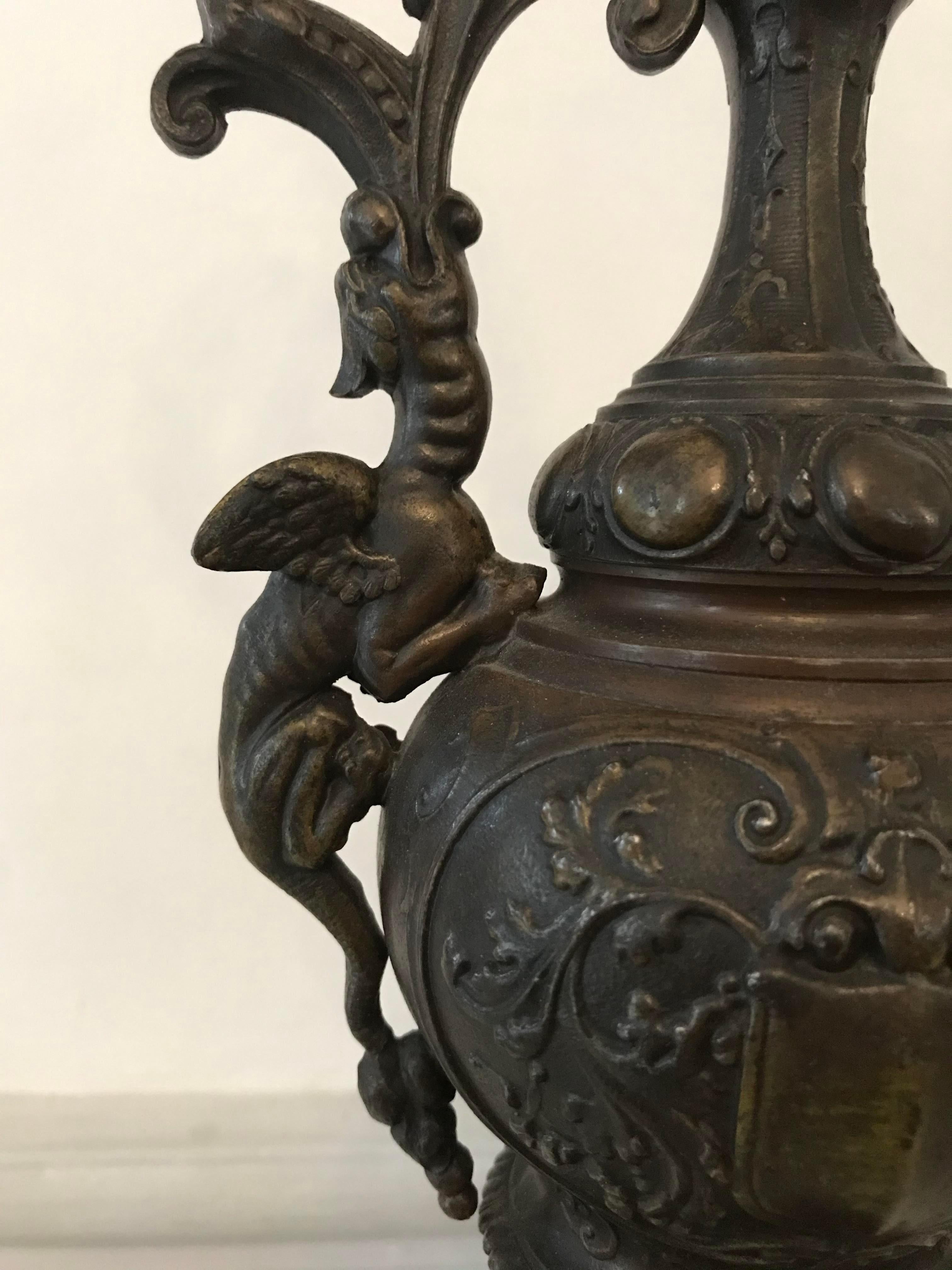 Bronze Renaissance Revival Dragon Ewer 19th Century For Sale