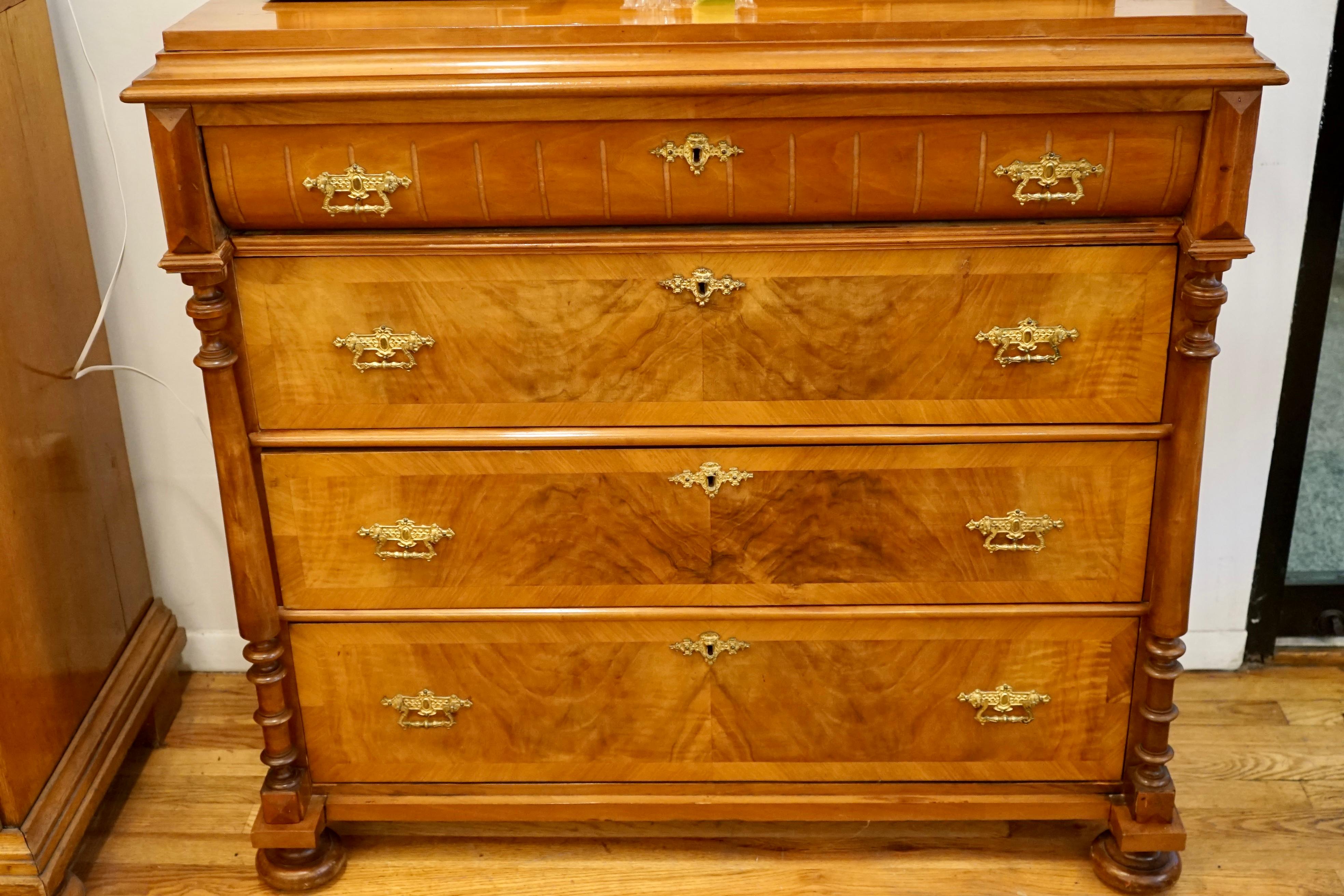 Swedish Renaissance Revival Dresser with Vanity Mirror For Sale