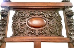 Renaissance Revival Easel with Carved Lion’s Heads and Panels