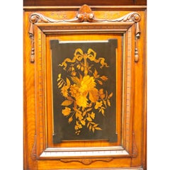 Renaissance Revival Ebonized Walnut Paneled Credenza With Marquetry & Inlay