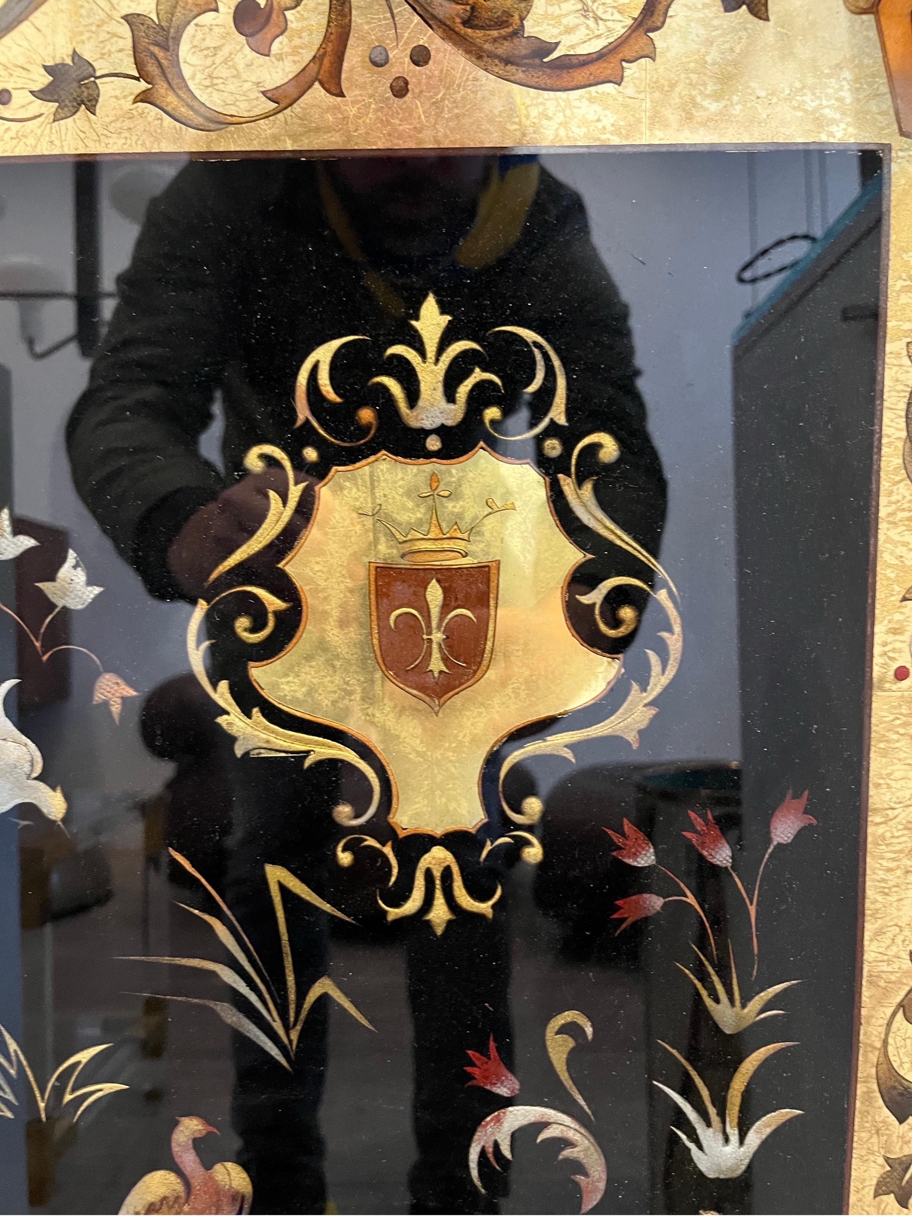 Renaissance Revival Eglomisé Mirror, French, 1940s For Sale 11