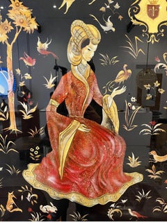 Renaissance Revival Eglomisé Mirror, French, 1940s