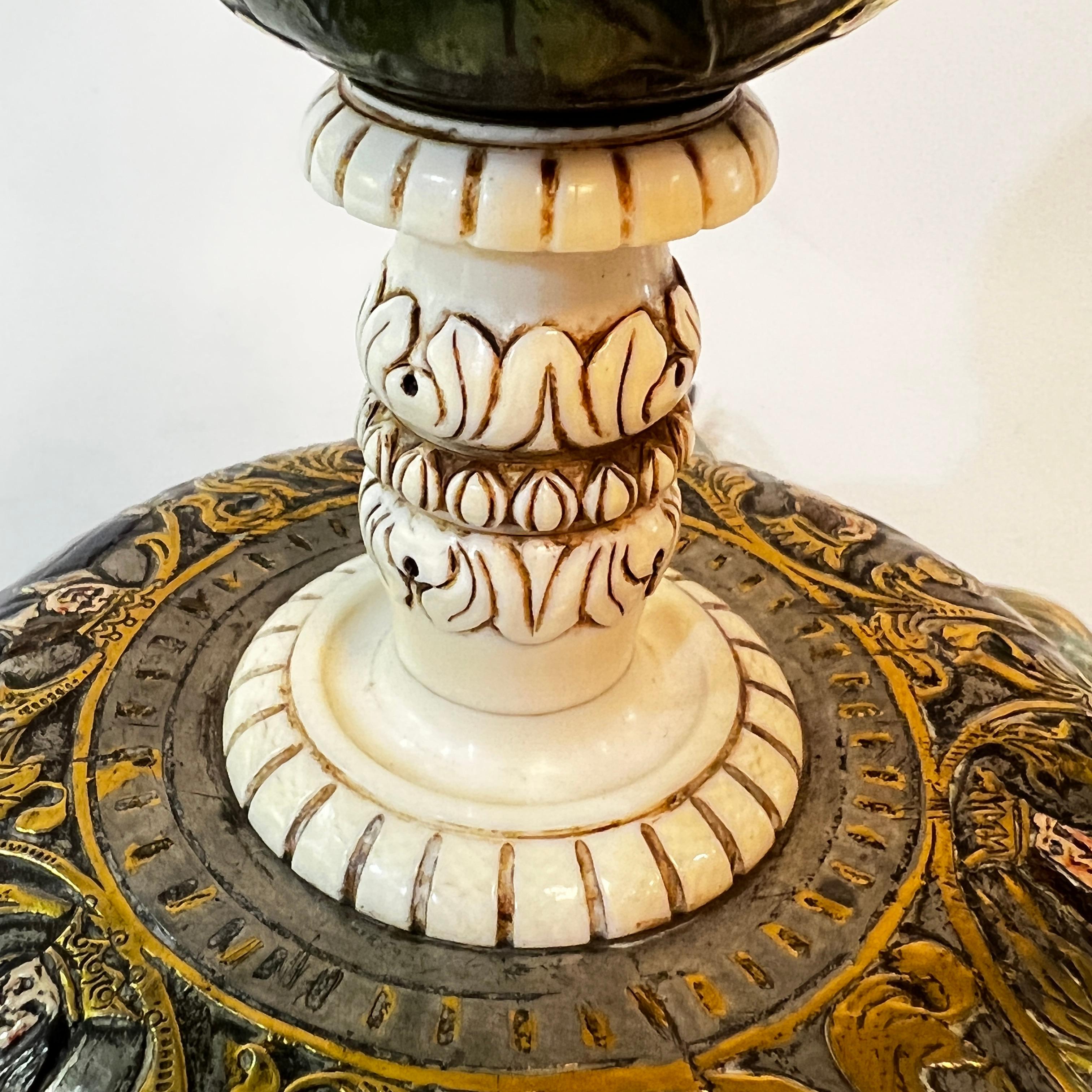 Renaissance Revival Enameled Bronze and Ivory Table Lamp by E.F. Caldwell For Sale 8
