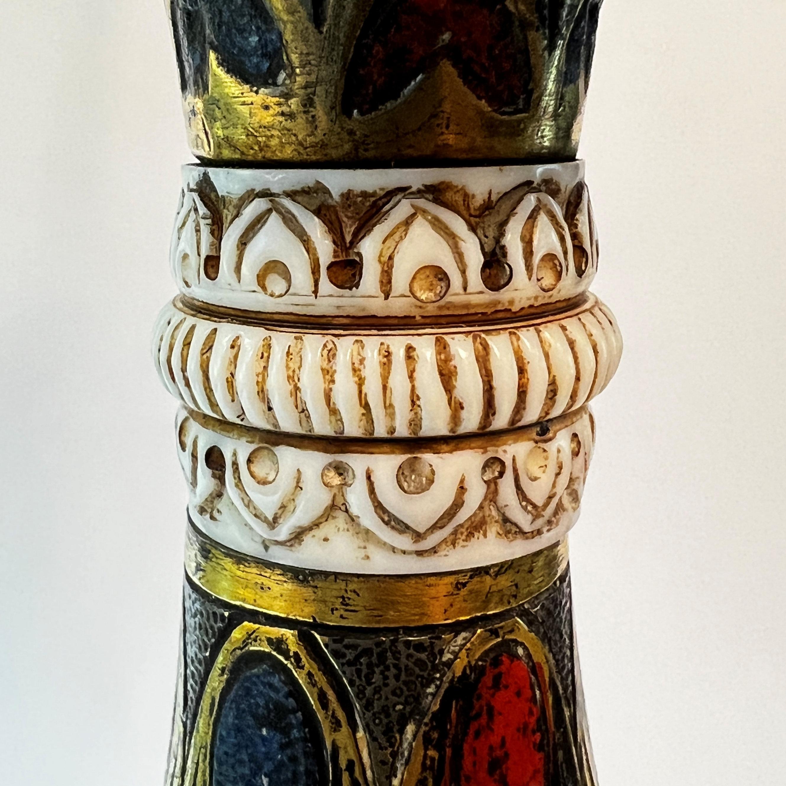 20th Century Renaissance Revival Enameled Bronze and Ivory Table Lamp by E.F. Caldwell For Sale