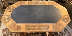 Renaissance Revival Fruitwood Marquetry Inlaid Table with Slate Top Insert
